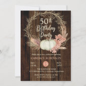 50e verjaardag - Rustic Pumpkin Pampas Wreath Kaart (Voorkant)