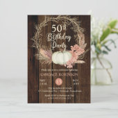 50e verjaardag - Rustic Pumpkin Pampas Wreath Kaart (Staand voorkant)