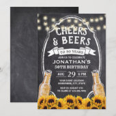 50e verjaardag Rustic Sunflower Chalk Beer Party Kaart (Voorkant / Achterkant)