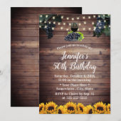 50e verjaardag Rustic Sunflower Wijn Kaart (Voorkant / Achterkant)