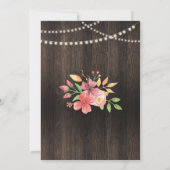 50e verjaardag Rustic Wood Pink Flower Invitation Kaart (Achterkant)