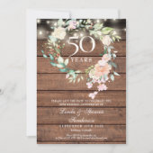 50e verjaardag Rustieke bloemenslingerlampjes Save The Date (Voorkant)