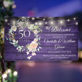 50e verjaardag Rustieke bloemverlichting Welkom Spandoek