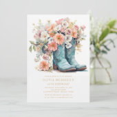 50e verjaardag rustieke cowgirl laarzen bloemen kaart (Staand voorkant)