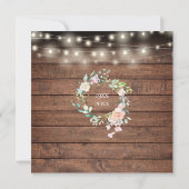 50e verjaardag Rustieke slingerlichtjes bloemen Kaart (Achterkant)