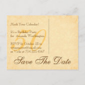 50e verjaardag Save the Date Chocolate Gold Lace 0 Aankondigingskaart (Achterkant)