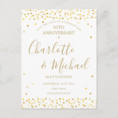 50e verjaardag Save the Date Gouden Harten Script Aankondigingskaart (Voorkant)