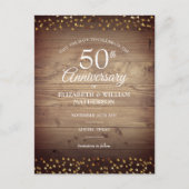 50e verjaardag Save the Date Gouden Hartjes Rustie Briefkaart (Voorkant)