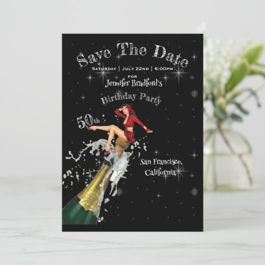 50e verjaardag - Save the date Kaart (Staand voorkant)