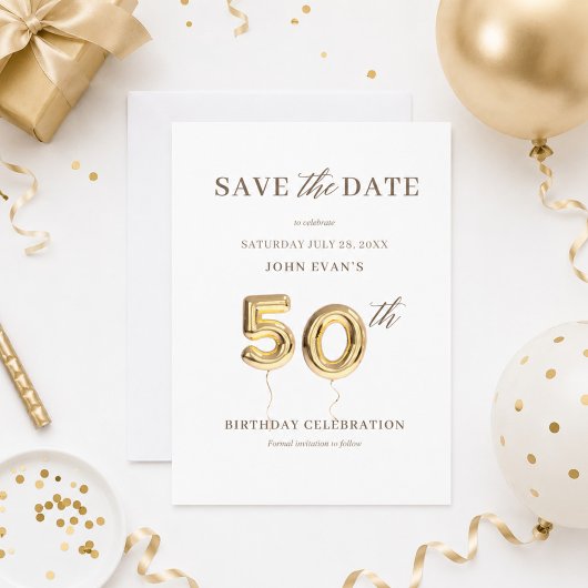 50e verjaardag Save the Date kaart