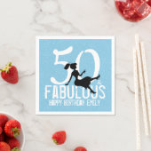 50e verjaardag Schattige Blauw Feestsilhouet Marti Servet (Insitu)