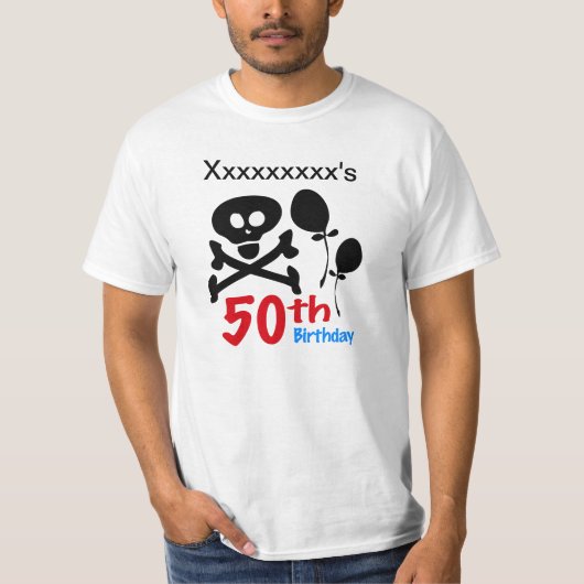 50e verjaardag schedelbeenderen t-shirt (Voorkant)