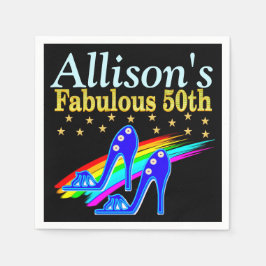 50E VERJAARDAG SCHOENLIEFHEBBER PERSONALISEREN FEE SERVETTEN