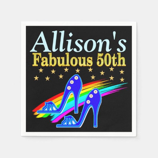 50E VERJAARDAG SCHOENLIEFHEBBER PERSONALISEREN FEE SERVETTEN (Voorkant)