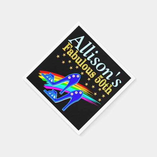 50E VERJAARDAG SCHOENLIEFHEBBER PERSONALISEREN FEE SERVETTEN (Hoek)