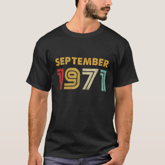 50e  verjaardag september 1971 Retro Birthda T-shirt