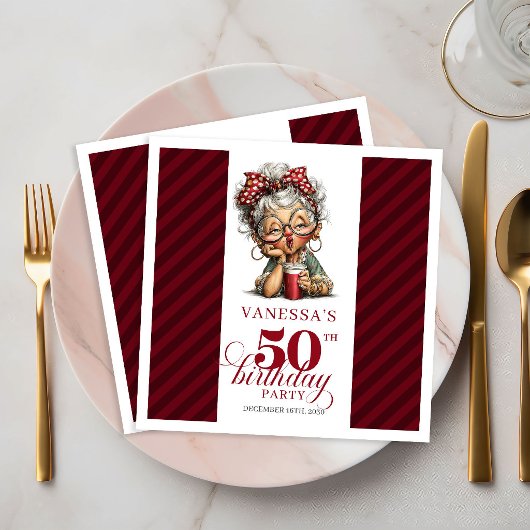50e Verjaardag Servetten Grappige Oude Dame Origin