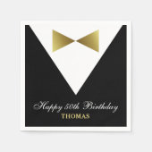 50e verjaardag servetten | Zwart en goud partij id (Voorkant)