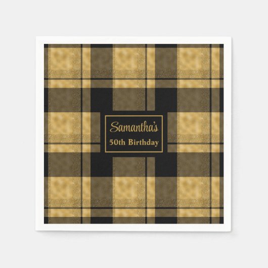 50e verjaardag servetten zwart goud aangepast aand (Voorkant)