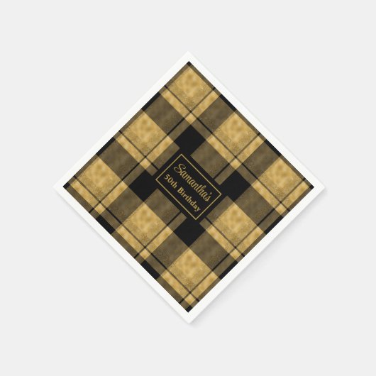 50e Verjaardag Servetten Zwart Goud Custom Keepsak (Hoek)