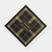 50e Verjaardag Servetten Zwart Goud Custom Name (Hoek)