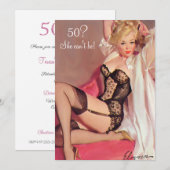 50e Verjaardag,  Sexy Pin Up Black Lingerie Kaart (Voorkant / Achterkant)
