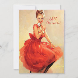 50e verjaardag  Sexy Pin Up Red Dress Kaart