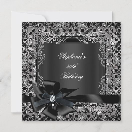 50e verjaardag Silver Black Bow Lace Kaart (Voorkant)