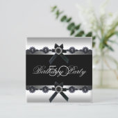 50e verjaardag Silver Black White Diamond Kaart (Staand voorkant)