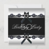 50e verjaardag Silver Black White Diamond Kaart (Voorkant)