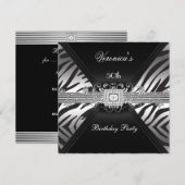 50e verjaardag Silver Black Zebra Diamond Afbeeldi Kaart (Voorkant / Achterkant)