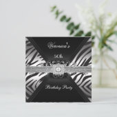 50e verjaardag Silver Black Zebra Diamond Afbeeldi Kaart (Staand voorkant)