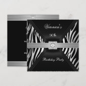 50e verjaardag Silver Black Zebra Diamond Jewel Kaart (Voorkant / Achterkant)