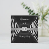 50e verjaardag Silver Black Zebra Diamond Jewel Kaart (Staand voorkant)