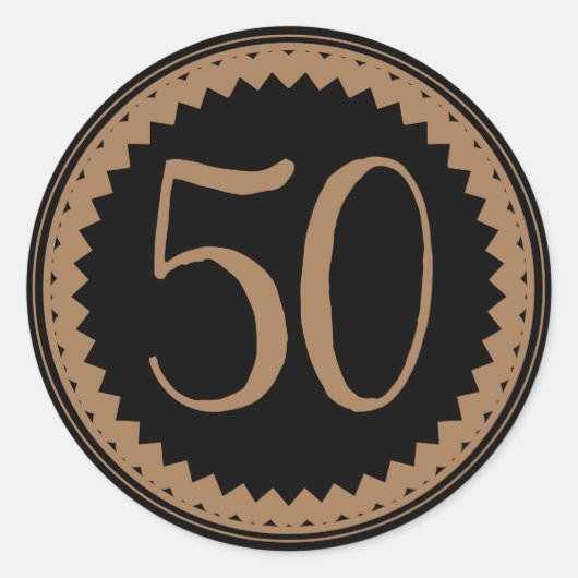 50e verjaardag Silver Glitter Classic Classic Ronde Sticker (Voorkant)