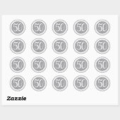 50e verjaardag Silver Glitter Classic Classic Ronde Sticker (Vel)