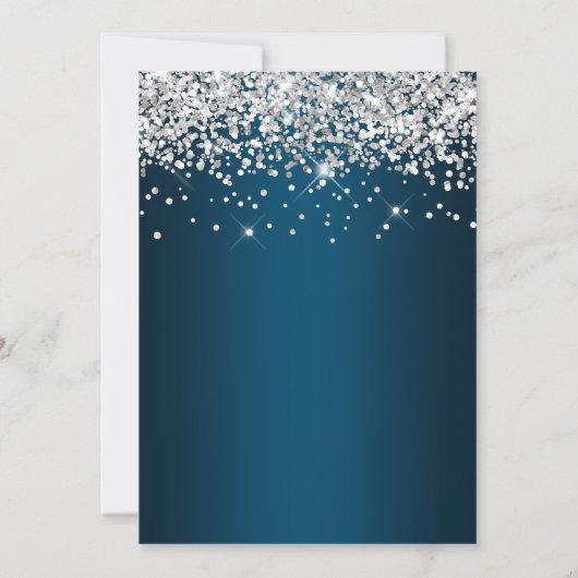 50e verjaardag Silver Glitter Ocean Blue Ombre Kaart (Achterkant)