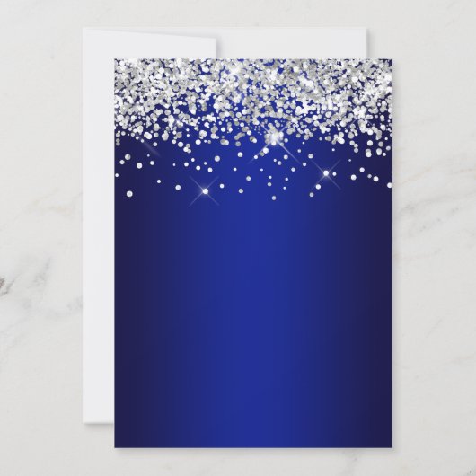 50e verjaardag Silver Glitter Royal Blue Navy Ombr Kaart (Achterkant)