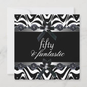50e verjaardag Silver Stripe Black White 3 Kaart (Voorkant)