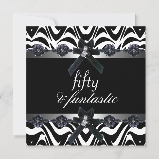 50e verjaardag Silver Stripe Black White 3 Kaart (Voorkant)