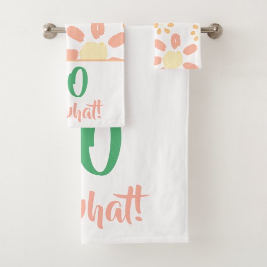 50e Verjaardag Sinaasappel Grappige Waterverf Bloe Bad Handdoek (Insitu)