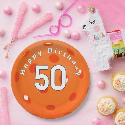 50e verjaardag Sinaasappel pickleball Papieren Bordje (Feest)