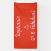 50e Verjaardag Sinaasappel Roze Custom Age Trendy  Spandoek (Verticaal)