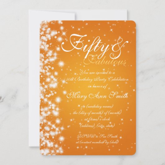 50e verjaardag Sinaasappel van de Sparkle Kaart (Voorkant)