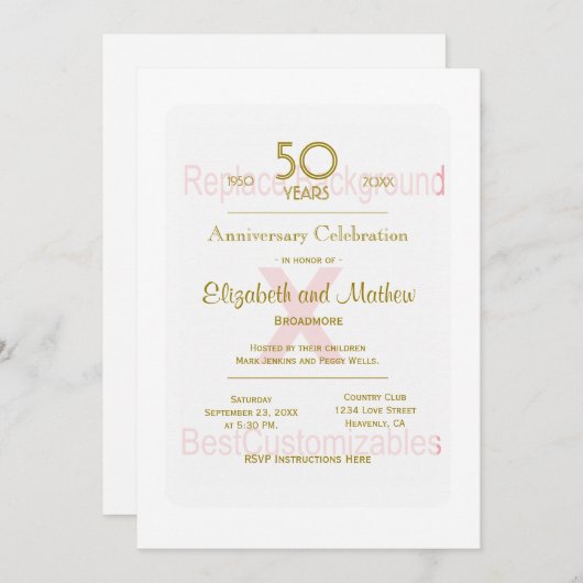 50e verjaardag sjabloon kaart (Voorkant / Achterkant)