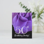 50e verjaardag Sjabloon Paars Roos voor haar W419 Kaart (Staand voorkant)