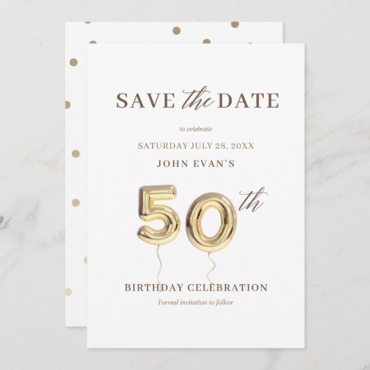 50e verjaardag Sla de datumkaart op Kaart (Voorkant / Achterkant)