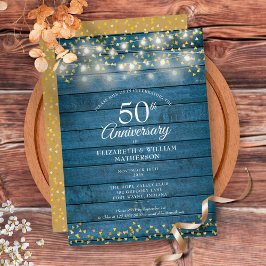 50e verjaardag slinger lichten houten gouden harte kaart