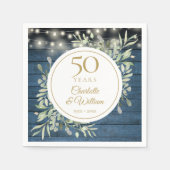 50e verjaardag Slingerlichten Loof Rustiek Hout Servet (Voorkant)