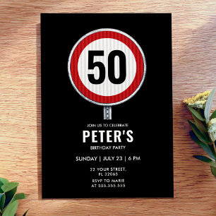 50e Verjaardag Snelheidslimiet Bord - ELKE LEEFTIJ Kaart
